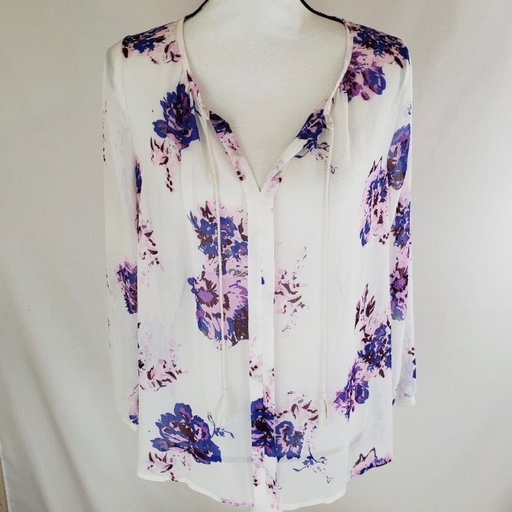 Lucky Brand - Purple Pink White Floral Blouse